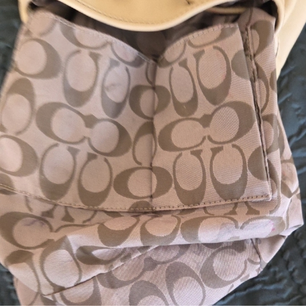 Coach Beige Leather Drawstring Backpack with Dark… - image 15